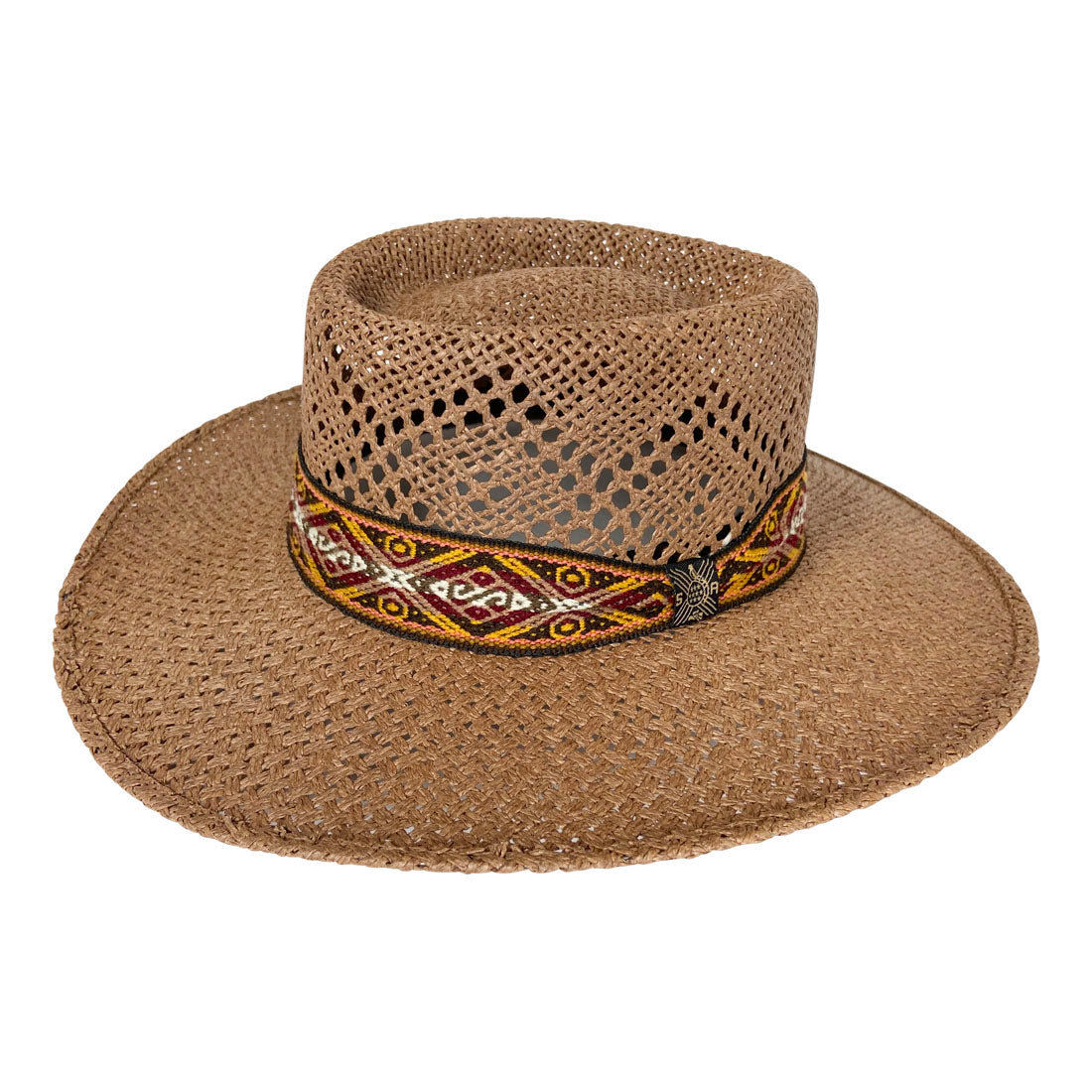 Angel Eyes Wide Brim Hat Handmade from Wood Pulp Raffia - Dark Brown