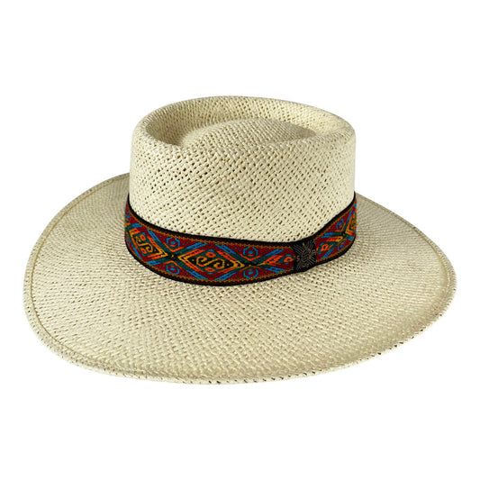 Angel Eyes Wide Brim Hat Handmade from Wood Pulp Raffia - Light Brown