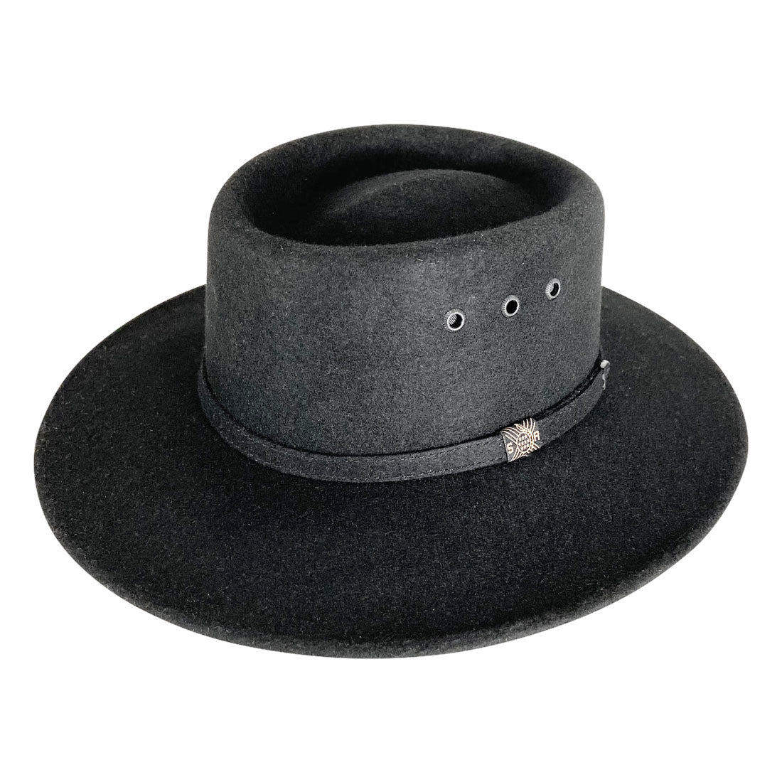 Angel Eyes Wide Brim Hat Handmade from Oaxacan Sheep's Wool - Black