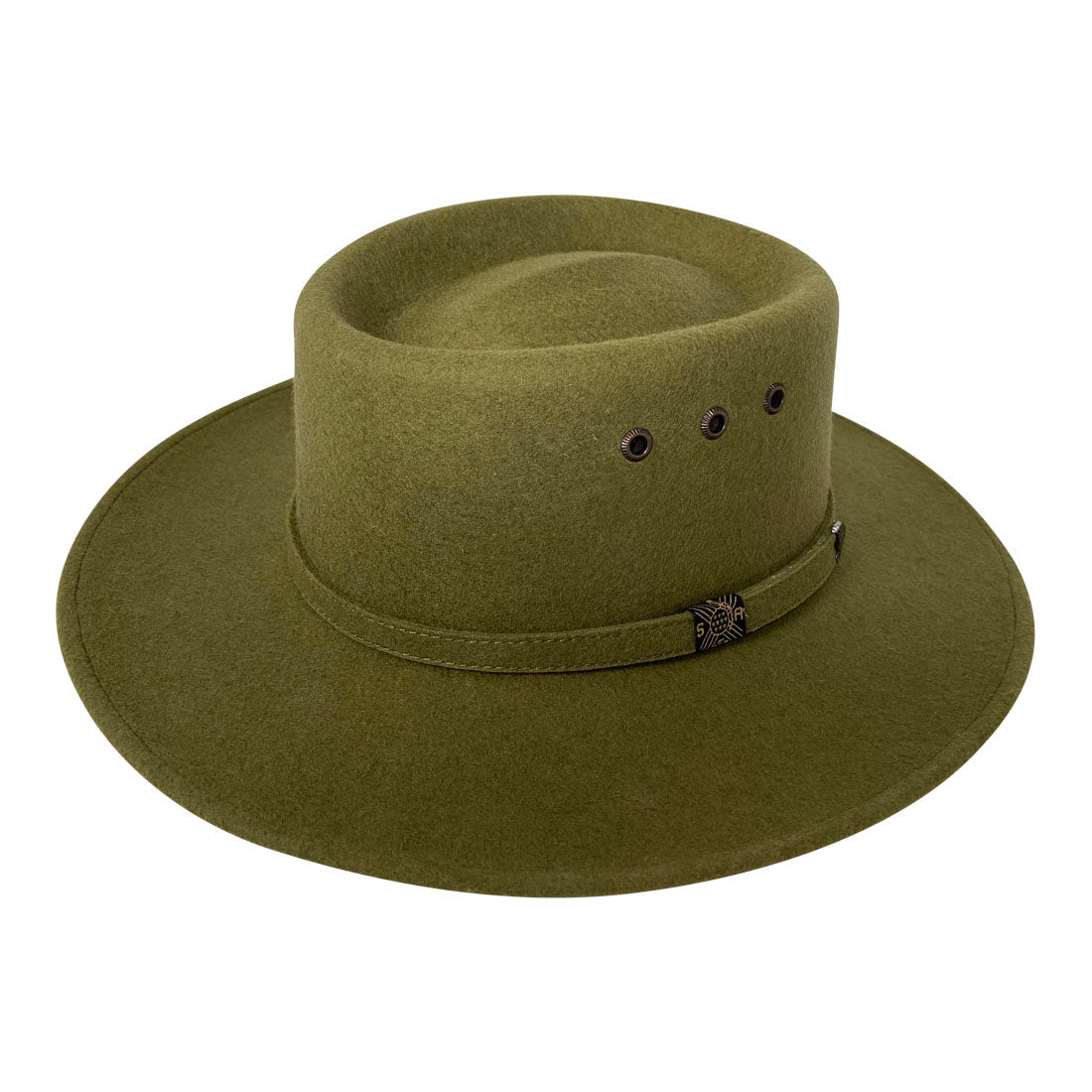 Angel Eyes Wide Brim Hat Handmade from Oaxacan Sheep's Wool - Green Olive