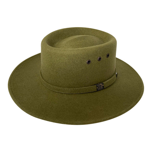 Angel Eyes Wide Brim Hat Handmade from Oaxacan Sheep's Wool - Green Olive
