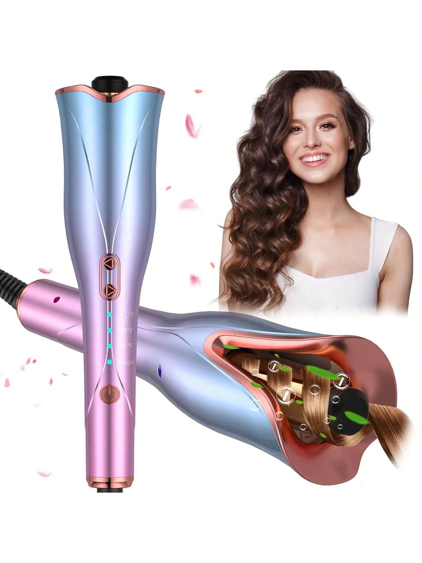 Auto Hair Curlers,Curling Iron Automatic Hair Curler with 3 Temp Up to 430&Timer, 1" Large Curling Iron, Anti-Scald,Dual Voltage Rotating Curling Iron Auto Shut-Off Fast Heating Iron for Styling