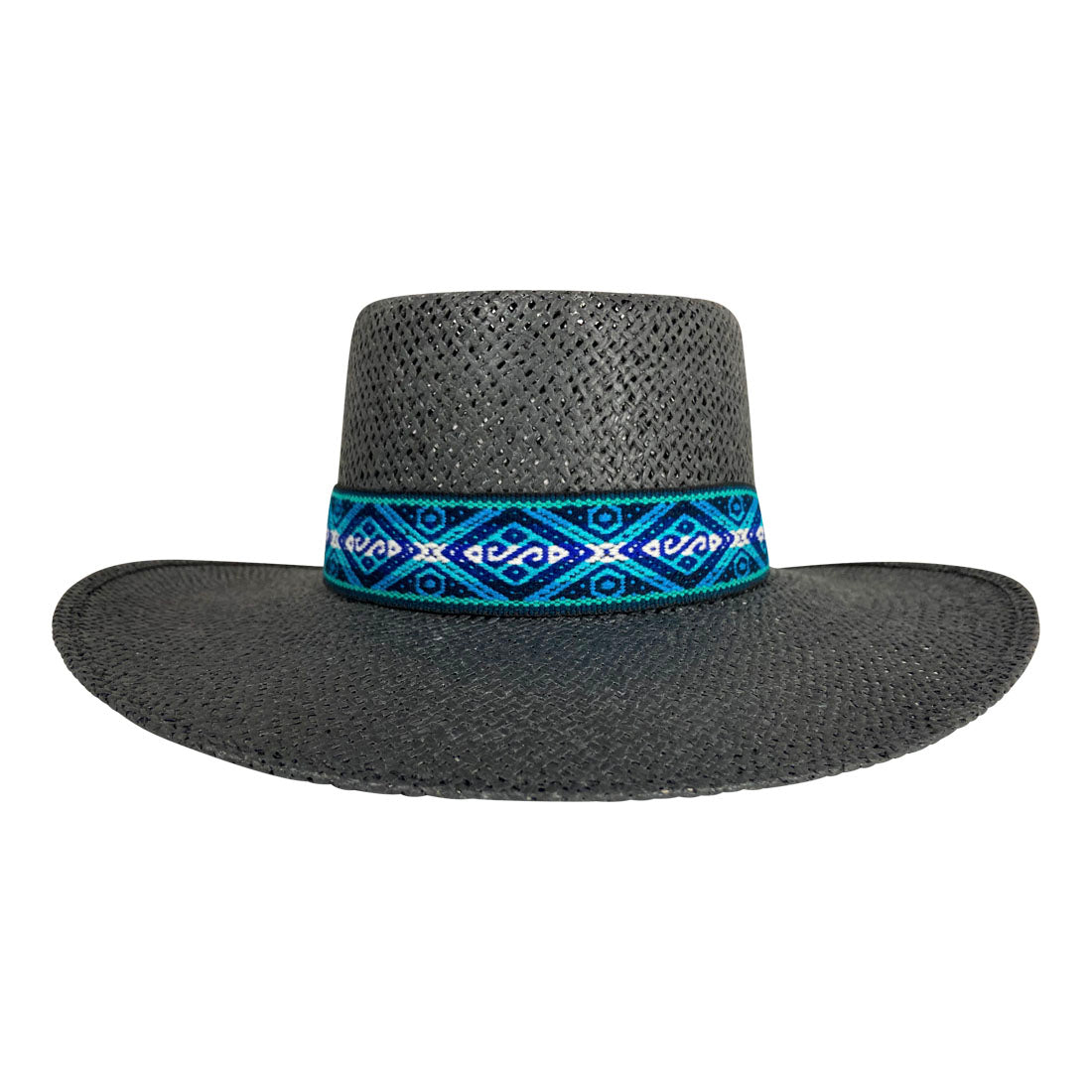 Angel Eyes Wide Brim Hat Handmade from Wood Pulp Raffia - Black