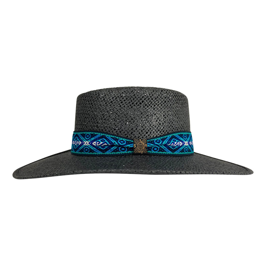Angel Eyes Wide Brim Hat Handmade from Wood Pulp Raffia - Black