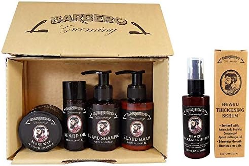 Barbero Grooming Beard Care Kit Oil, Balm, Shampoo, Wax, Thickening Serum