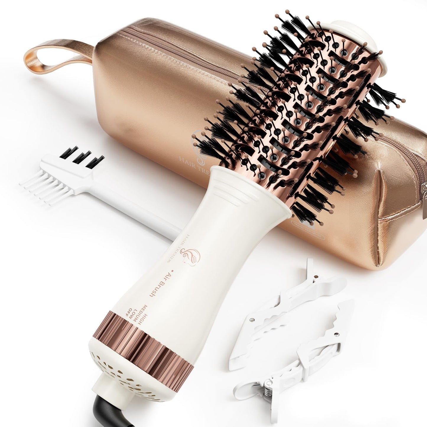 Travel Blow Dryer Brush in one, Dual Voltage Mini Hot Air Brush, Hair Trends Nano Titanium 2 Inch One Step Hair Dryer and Styler Volumizer Oval Shape