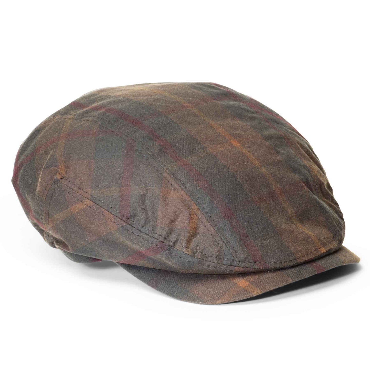 Waxed Newsboy Cap - Waterproof - Brown Plaid