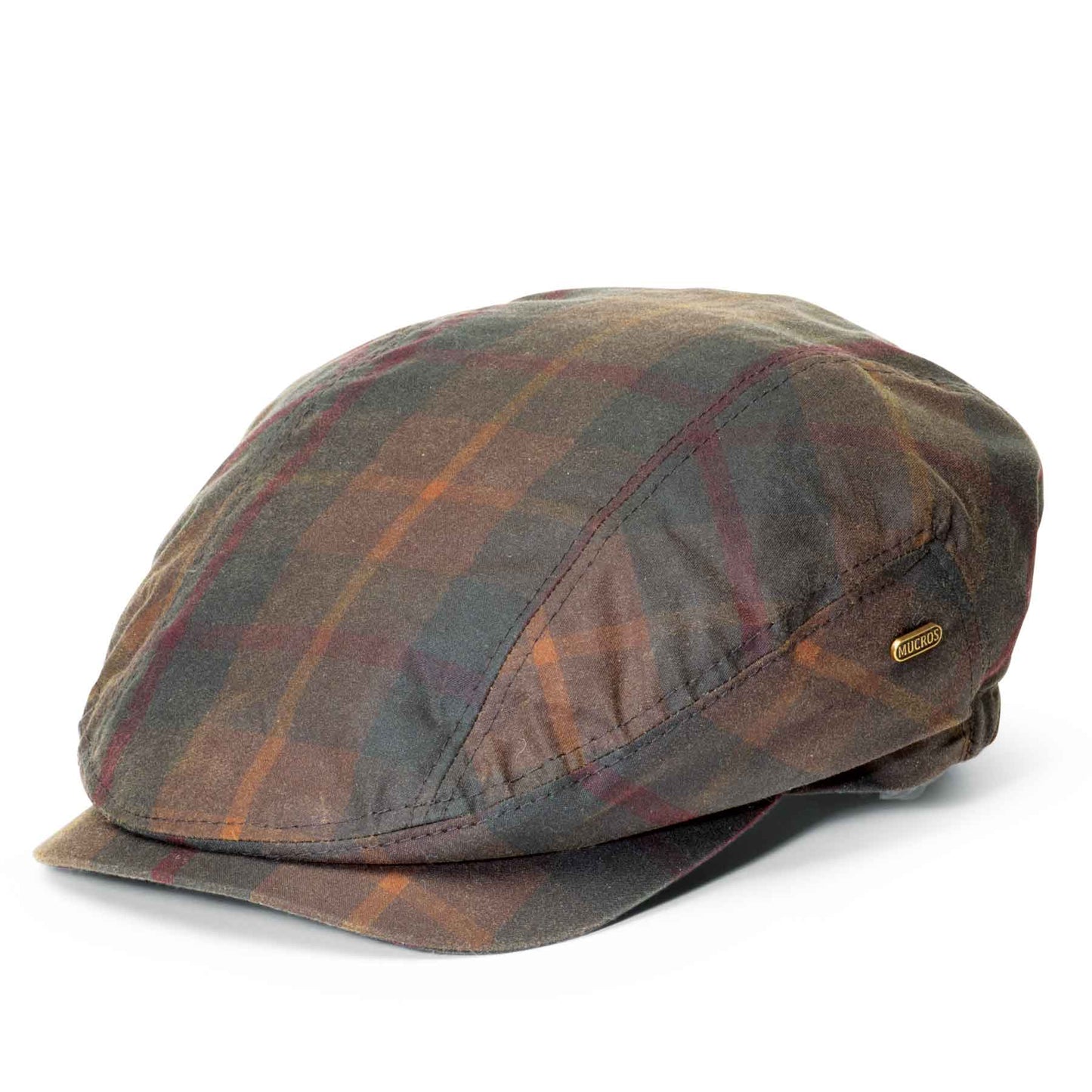 Waxed Newsboy Cap - Waterproof - Brown Plaid