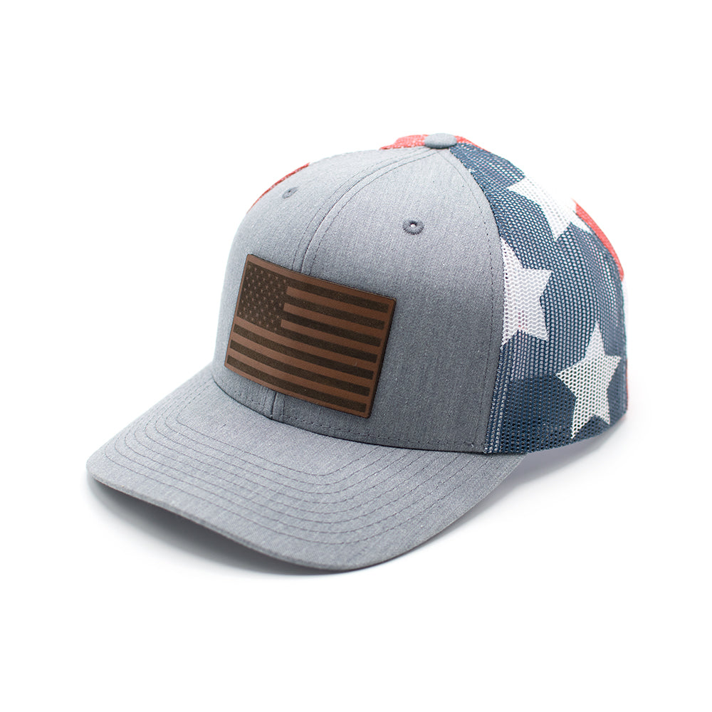 American Flag Leather Patch Hat