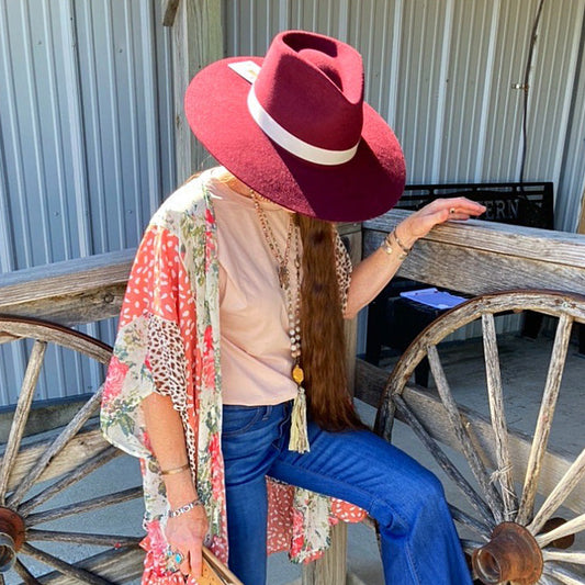 Twister Burgundy Felt Fedora Hat