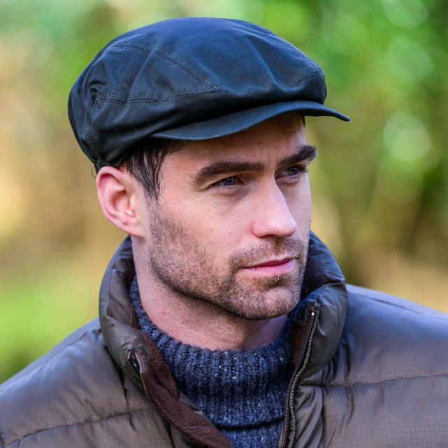 Waxed Newsboy Cap- Waterproof- Black