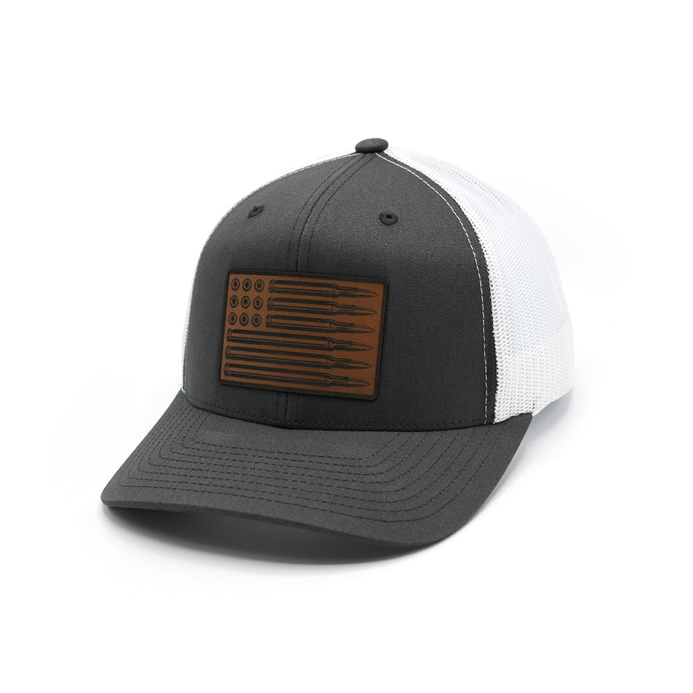 USA Bullet Flag Leather Patch Hat