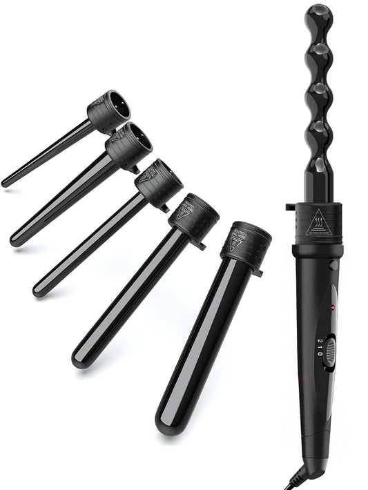 ANGENIL 6-in-1 Curling Wand Set - Curling Iron Interchangeable Ceramic Barrels (0.35-1.25 Inch) - Fast Heating Hair Curler Kit with Protective Glove & 2 Clips - Ceramic Coated for Damage-Free Styling