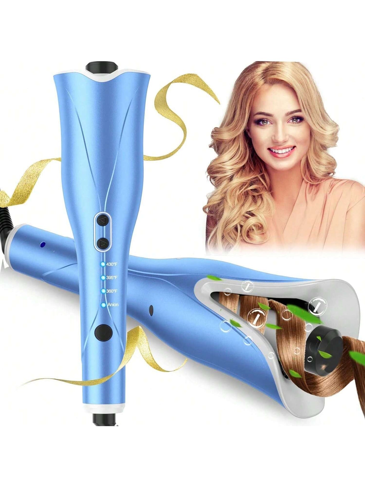 Auto Hair Curler, Automatic Curling Iron Wand with 1" Large Rotating Barrel & 4 Temps & 3 Timer Settings, Curling Iron with Dual Voltage, Auto Shut-Off, Fast Heating Spin Iron for Hair Styling