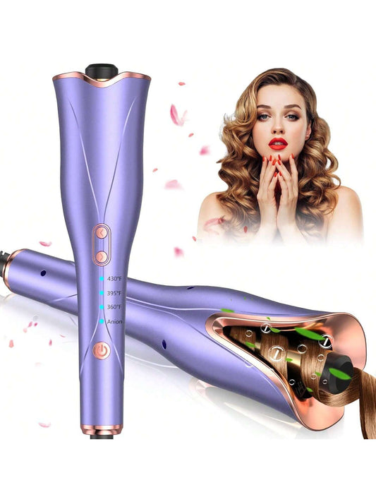 Automatic Curling Iron, Auto Hair Curler Wand with 3 Temp Up to 430& Timer & Dual Voltage, 1" Larger Rotating Barrel Curling Iron Fast Heating, Anti-Scald, Auto Shut-Off Spin Iron for Lasting Styling
