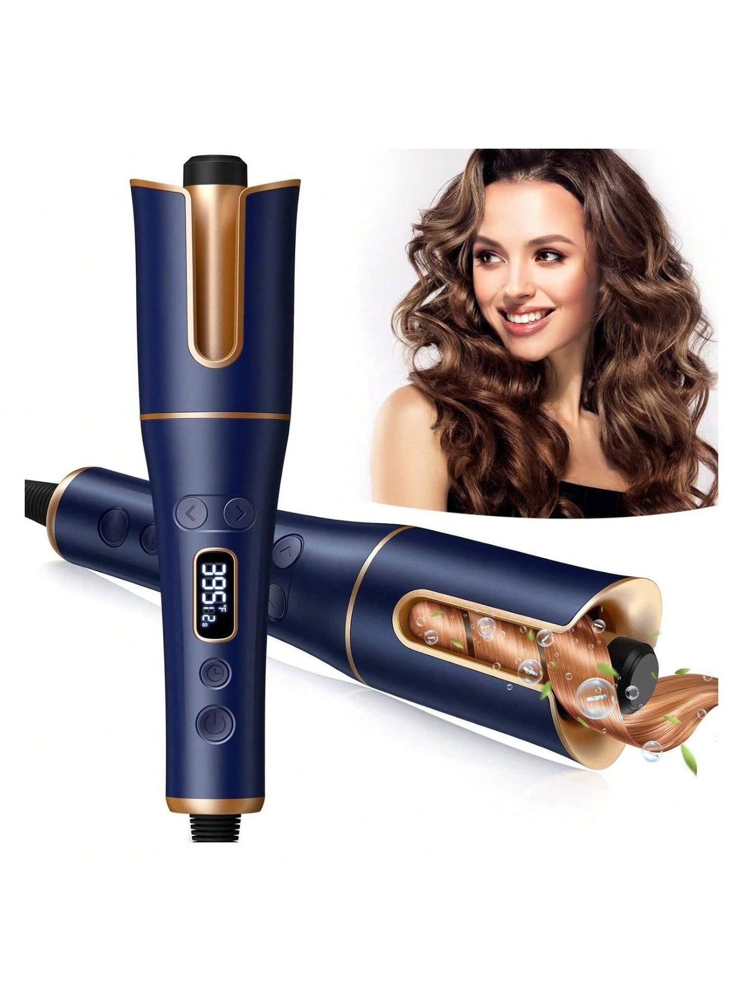 Automatic Curling Iron, Automatic Hair Curler With 1 Large Ceramic Ionic Barrel & LCD Display 4 Temps & 3 Timer Dual Voltage Rotating Curling Iron Wand With Auto Shut-Off For Hair Styling Curler