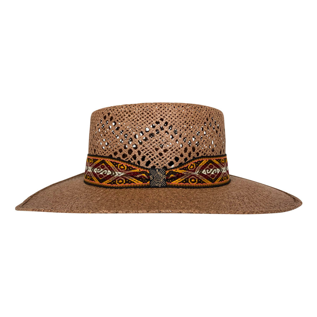 Angel Eyes Wide Brim Hat Handmade from Wood Pulp Raffia - Dark Brown