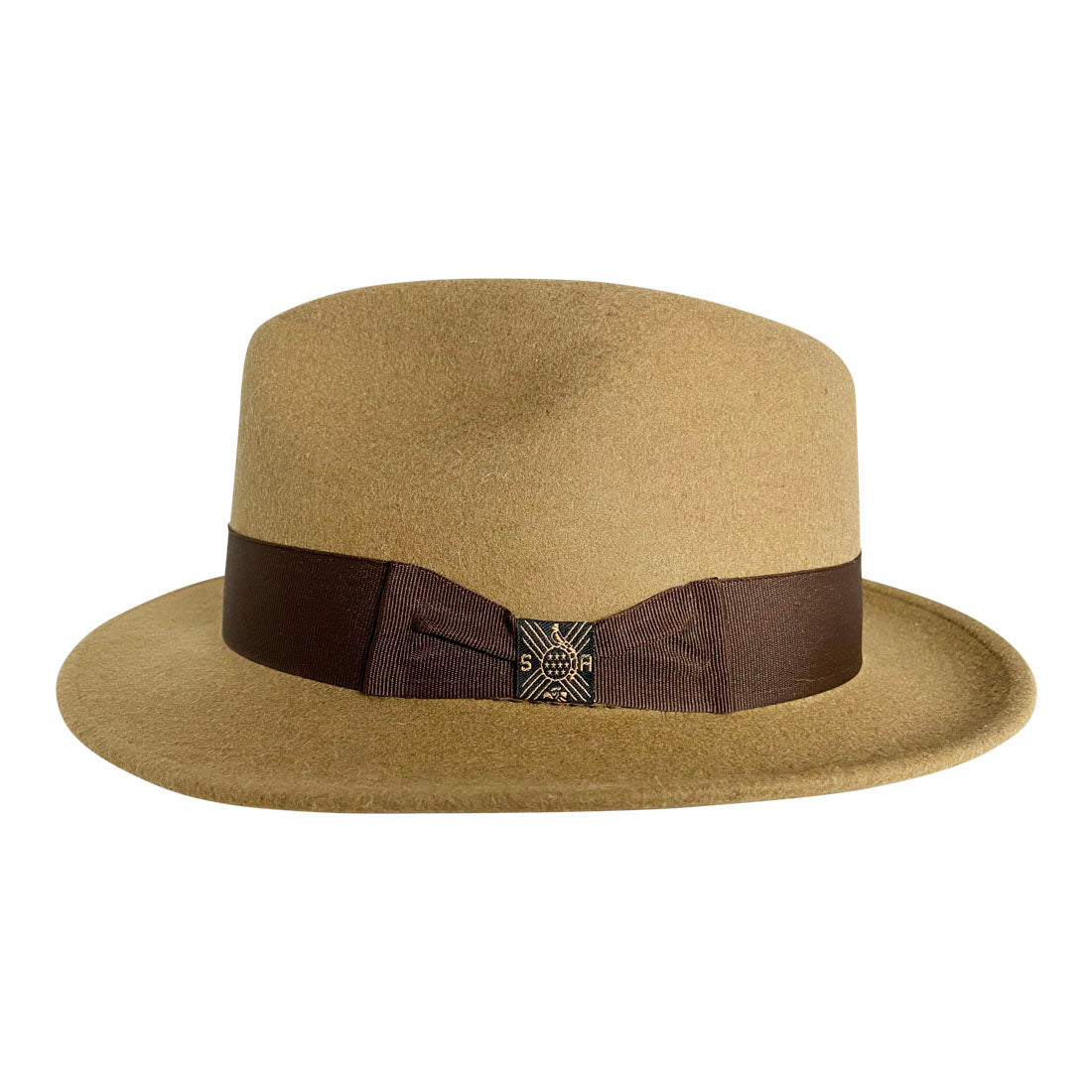 Short Brim Panama Hat Handmade from 100% Oaxacan Wool - Light Brown