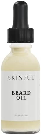 Skinful Natural Beard Oil for Men - Softening Beard Moisturizer Oil with Hemp Seed Oil - 1oz