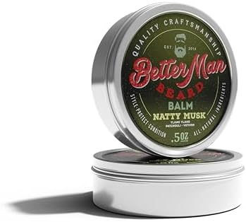 BETTER MAN BEARD Natty Musk Beard Balm - 2 oz All-Natural Moisturizing Beard Balm with Therapeutic Grade Essential Oils & 100% Natural Formula - Balm-04