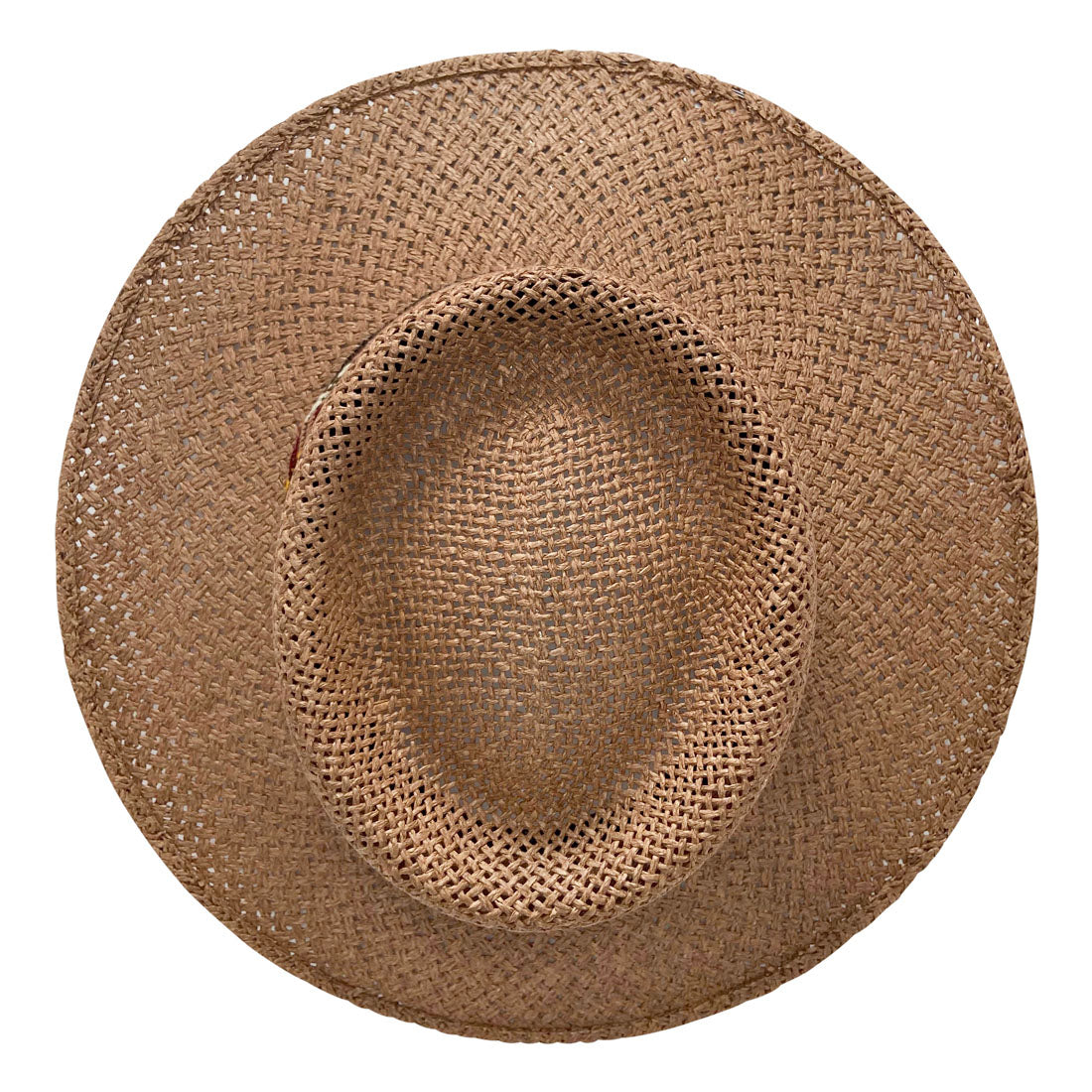 Angel Eyes Wide Brim Hat Handmade from Wood Pulp Raffia - Dark Brown
