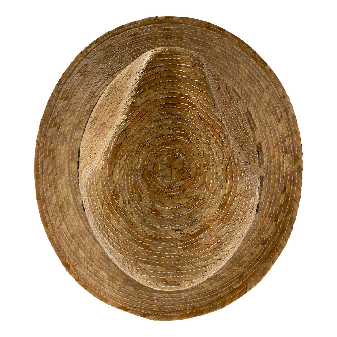 Short Brim Panama Hat Handmade from Coconut Palm Leaves - Dark Brown