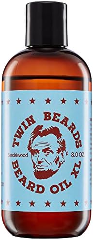 Twin Beards Sandalwood Beard Oil for Men | Beard Conditioner for Men | Essential Beard Care | Beard Softener for Men during Beard Growth | Beard Moisturizer | Mens Beard Oil Sandalwood | 8 oz