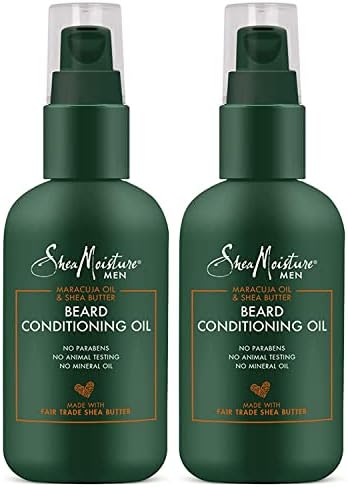 SheaMoisture Beard Conditioning Oil for Men, Beard Oil with Coconut Oil, Olive Oil, Maracuja Oil & Shea Butter to Moisturize & Soften, Beard Conditioner & Detangler, Pack of 2-3.2 Fl Oz Ea