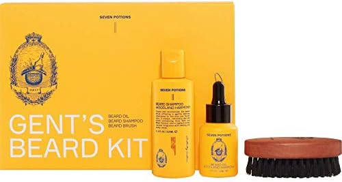 SEVEN POTIONS Beard Grooming Set Woodland Harmony. Beard Oil, Beard Shampoo and Beard Brush Make For the Ultimate Beard Care Kit and Great As A Beard Gift Set