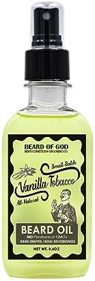 Vanilla Tobacco - Large 3.4 oz. Nourishing Beard Oil, Pure, Organic & Handcrafted in USA by Beard of God