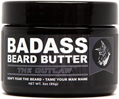 Badass Beard Care Beard Butter For Men - THE OUTLAW, 3 oz - Made of Natural Ingrediens for Healthy, Soften and Itchness Free Beard and Mustache