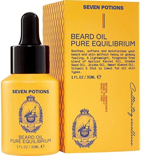 SEVEN POTIONS Beard Oil 1 fl oz Fragrance Free Beard Softener. Stops Beard Itch. Natural Beard Conditioning Oil. Contains Jojoba Oil (Pure Equilibrium)
