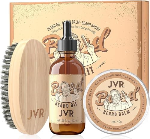 Beard Grooming Kit for Men, Beard Care Kit Includes Beard Oil and Balm,100% Boar Men's Beard Brush Vegan Just for Men Mustache and Beard, Perfect Gifts for Him Man Dad Boyfriend