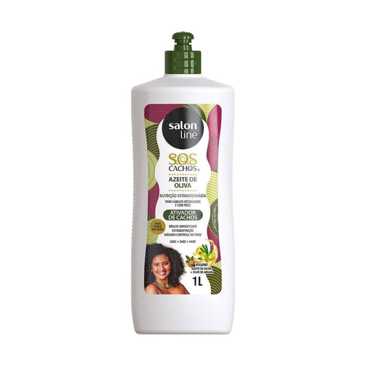 Salon Line - Linha SOS Cachos (Azeite de Oliva) - Ativador de Cachos 1 L - (SOS Curls (Olive oil) Collection - Reconstruction Curl Activator 33.81 Fl Oz)