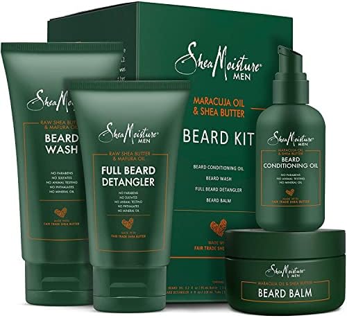 SheaMoisture Beard Kit for Men, Beard Wash, Beard Balm, Beard Oil, Beard Conditioner, Complete Beard Grooming Kit, Gifts for Men, Gifts for Husband, Natural Ingredients, Shea Butter & Maracuja Oil