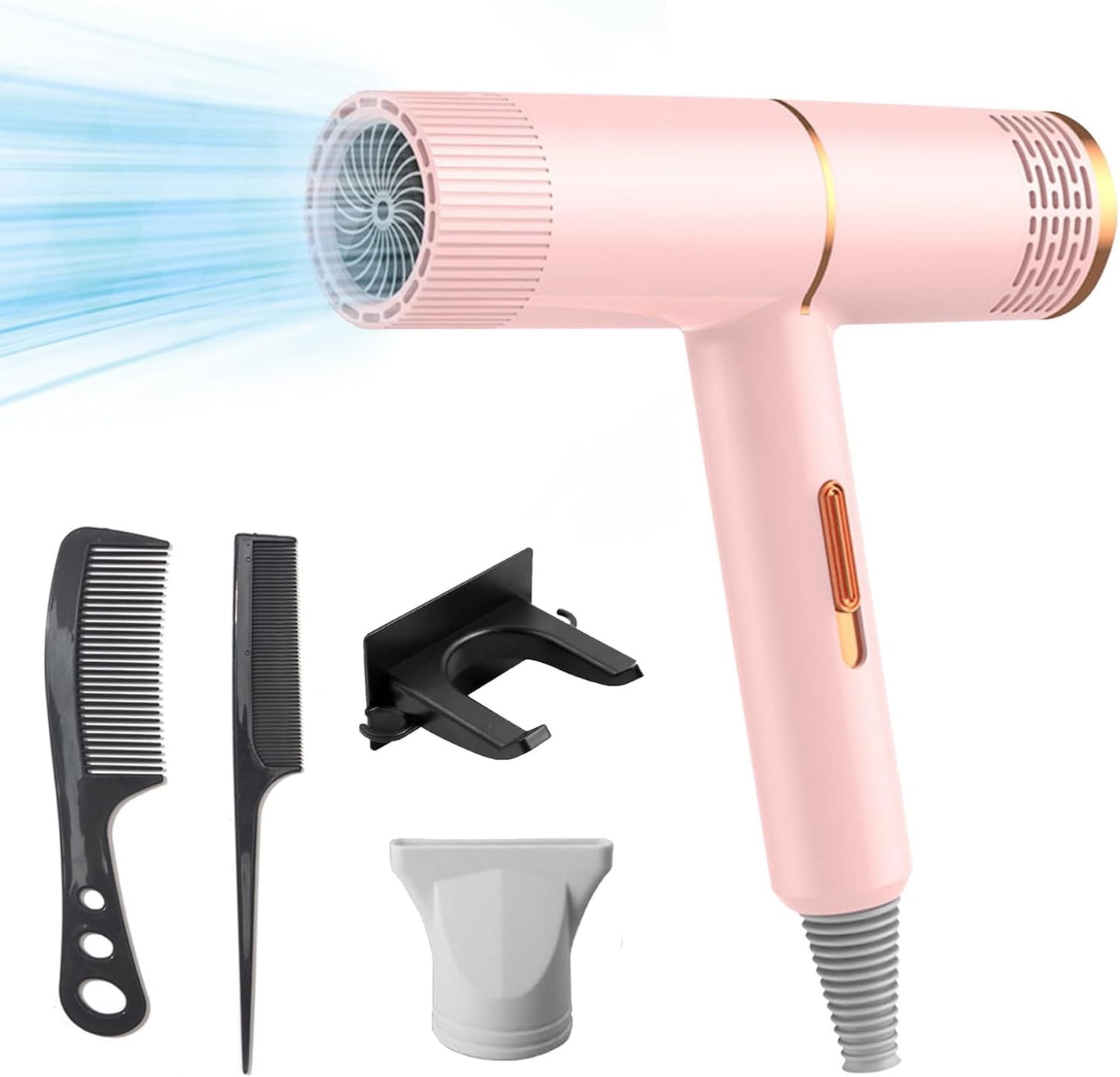 Travel Hair Dryer, 400W Powerful Blow Dryer, Quick Dry Hair Dryers, Hair Diffuser for Curly Hair, Styling Tools & Appliances, Birthday Gifts for Women, Valentines Day Gifts for Her (Pink)