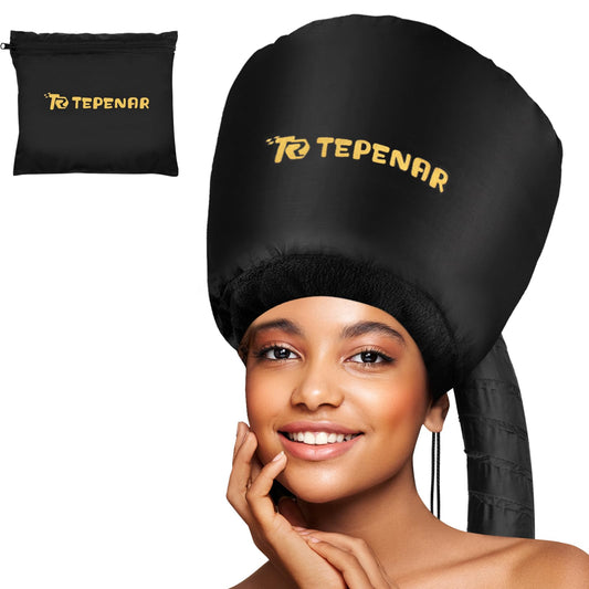 TEPENAR Hair Dryer Bonnet Attachment - Upgraded Extra Large Bonnet Hair Dryer for Speeds Up Drying Time - Soft Adjustable Hooded Hair Dryer Cap Use for Hair Care Styling Fast Drying