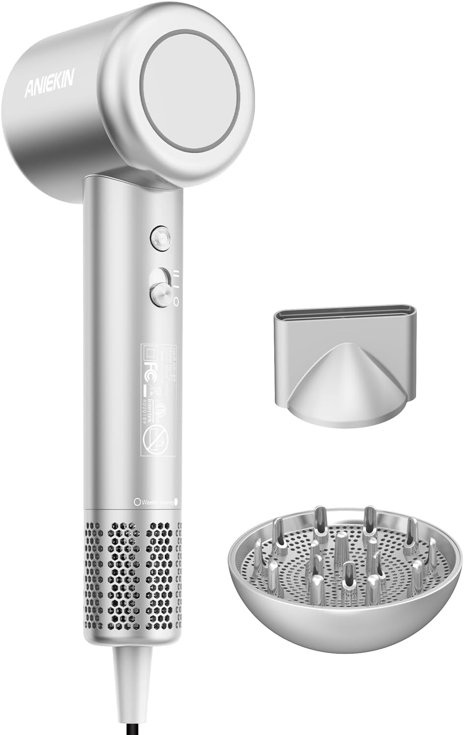 ANIEKIN Hair Dryer, 110, 000 RPM Fast Drying Ionic Blow Dryer for All Hair Type, Thermo Control and Quiet Blow Dryer with Diffuser Magnetic for Home and Travel Use