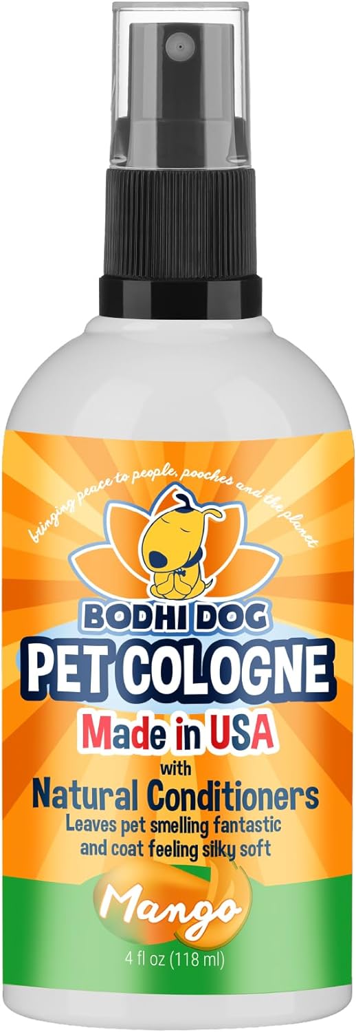 Bodhi Dog Natural Dog Cologne | Premium Scented Deodorizing Body Spray for Dogs & Cats | Neutralizes Strong Odors | Dog Perfume with Natural Dog Conditioner | Pet Supplies (Mango, 4 Fl Oz (Pack of 1)