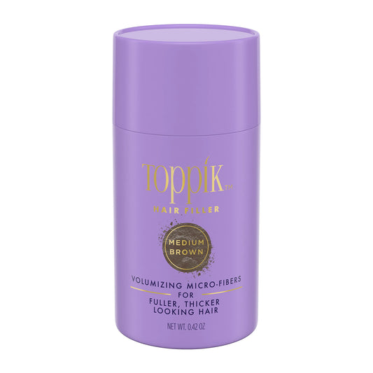 Toppik Hair Filler Keratin Hair Fiber Powder 12g - Hair Thickener for Women, Camoflauge Roots, Fills Hairline Gaps For Fuller Hair - Medium Brown