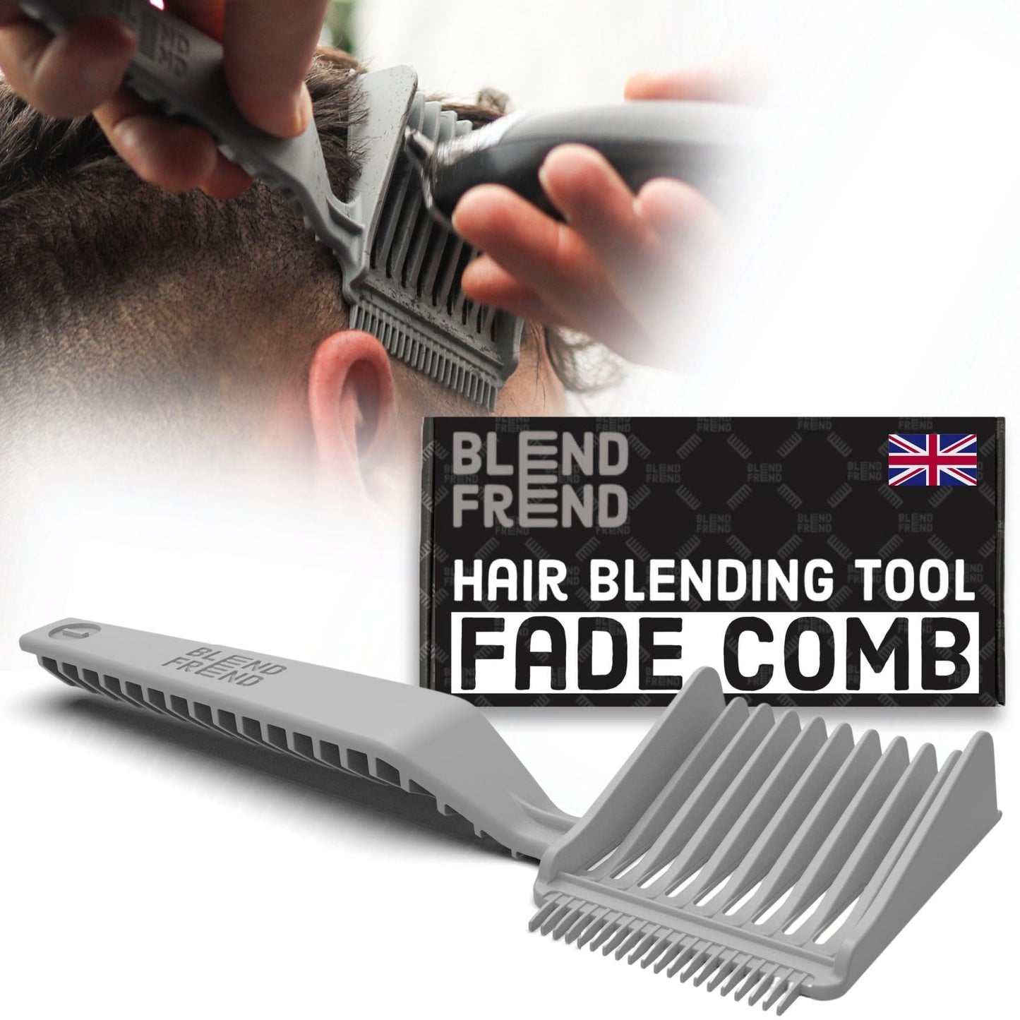 BLEND FREND Original Grade 1(3mm) UK-Made Fade Comb, Blend Hair at Home like a Barbershop, Compatible with Hair Clippers and Trimmers for Barber Accessories, Blending Comb
