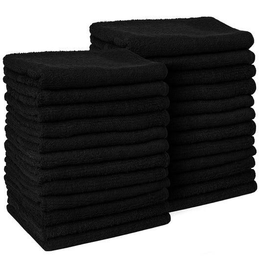 TEXTILE EMPIRE 24 Pack Black Salon Towels 16"x27" Spa Towels for Facials Black Towels Black Hand Towels Salon Facial Towels for Estheticians Soft Toallas para Salon De Belleza Barber Towels