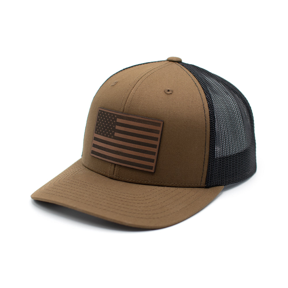 American Flag Leather Patch Hat
