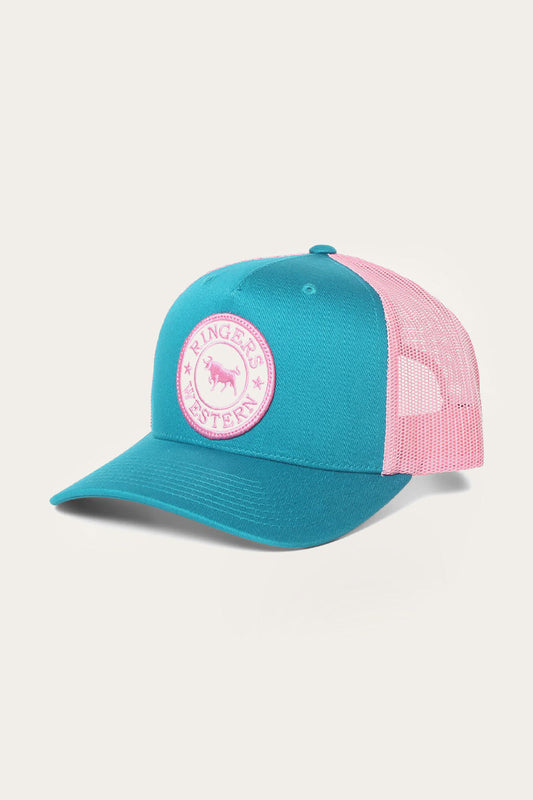 Signature Bull Trucker Teal & Pink with Pink & White Patch