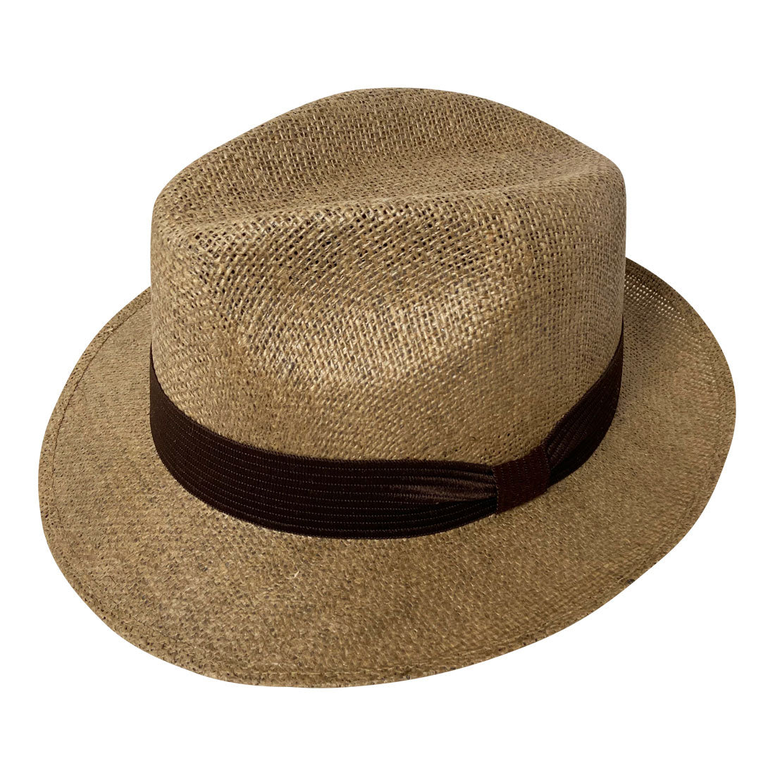 Short Brim Panama Style Hat Handmade from 100% Oaxacan Jute - Cappuccino