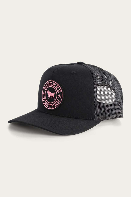 Signature Bull Trucker Black with Black & Pink Patch
